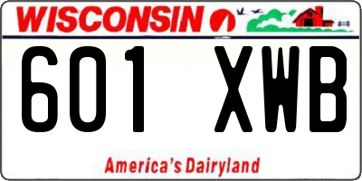 WI license plate 601XWB