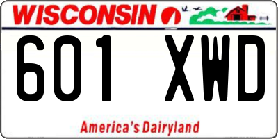 WI license plate 601XWD