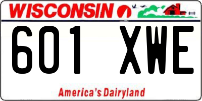 WI license plate 601XWE