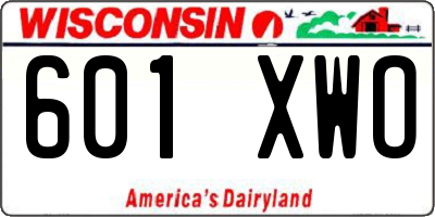 WI license plate 601XWO
