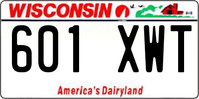 WI license plate 601XWT