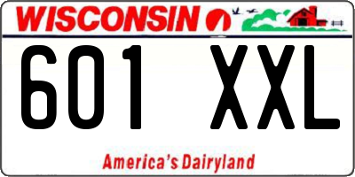 WI license plate 601XXL