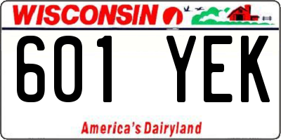 WI license plate 601YEK