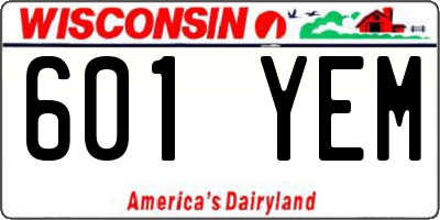 WI license plate 601YEM