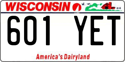 WI license plate 601YET