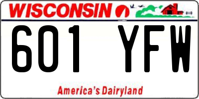 WI license plate 601YFW