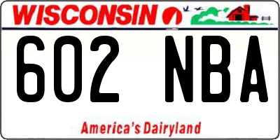 WI license plate 602NBA