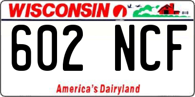 WI license plate 602NCF