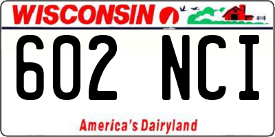 WI license plate 602NCI