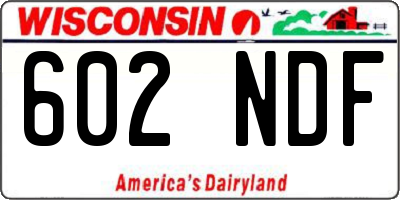 WI license plate 602NDF
