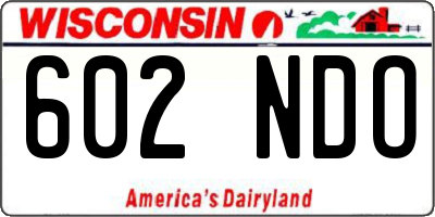 WI license plate 602NDO