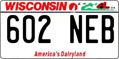 WI license plate 602NEB