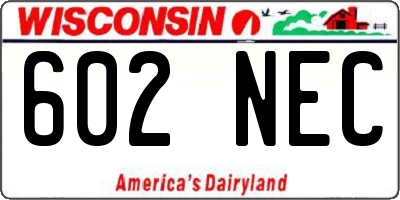 WI license plate 602NEC