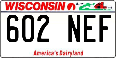 WI license plate 602NEF