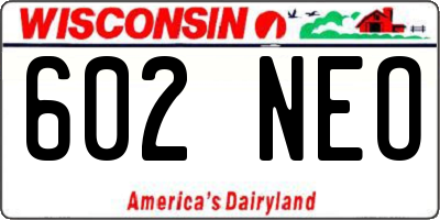 WI license plate 602NEO