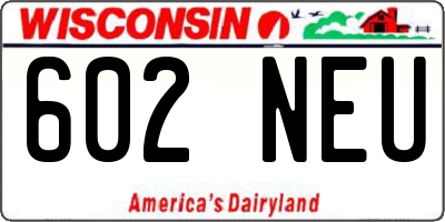 WI license plate 602NEU