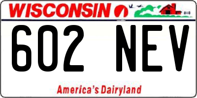 WI license plate 602NEV