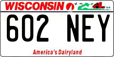 WI license plate 602NEY