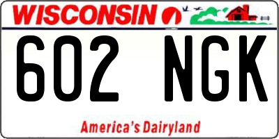 WI license plate 602NGK