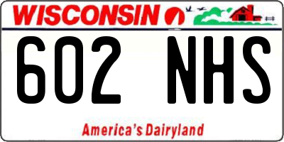 WI license plate 602NHS