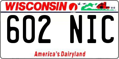 WI license plate 602NIC