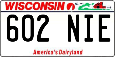 WI license plate 602NIE
