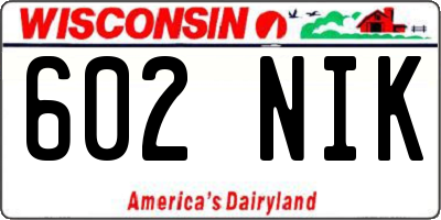 WI license plate 602NIK