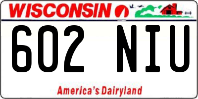 WI license plate 602NIU