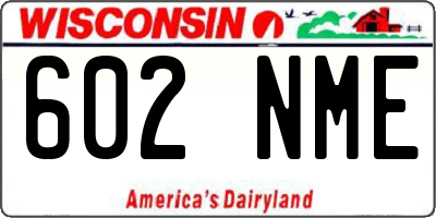 WI license plate 602NME