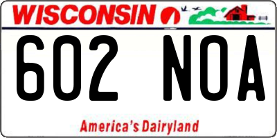 WI license plate 602NOA