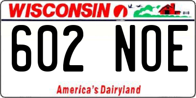 WI license plate 602NOE