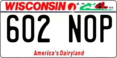 WI license plate 602NOP