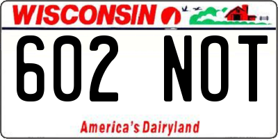 WI license plate 602NOT