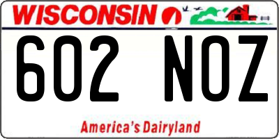 WI license plate 602NOZ