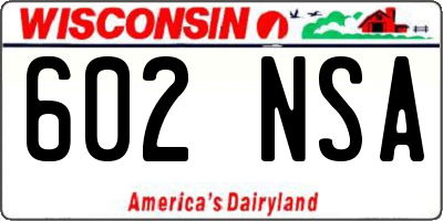 WI license plate 602NSA