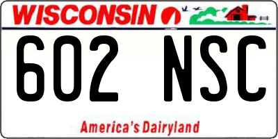WI license plate 602NSC