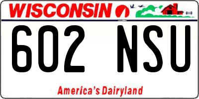WI license plate 602NSU
