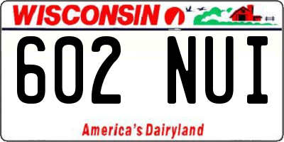 WI license plate 602NUI