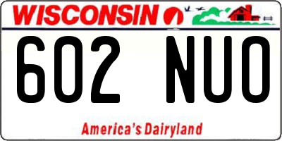 WI license plate 602NUO
