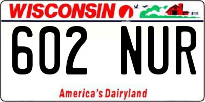 WI license plate 602NUR
