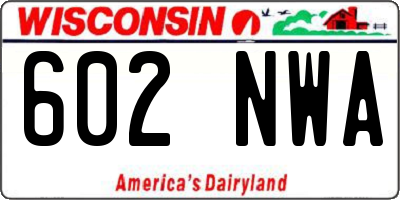 WI license plate 602NWA