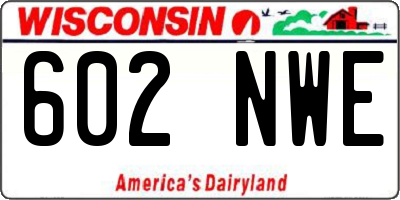 WI license plate 602NWE