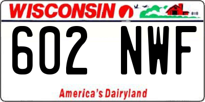 WI license plate 602NWF