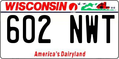 WI license plate 602NWT
