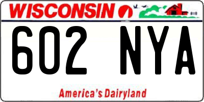WI license plate 602NYA