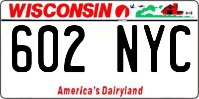 WI license plate 602NYC
