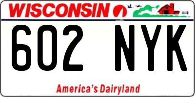 WI license plate 602NYK