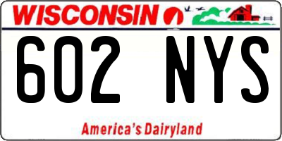WI license plate 602NYS