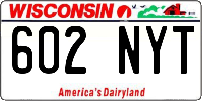 WI license plate 602NYT