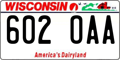 WI license plate 602OAA